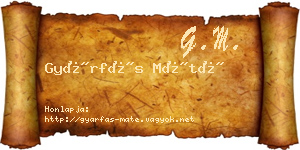 Gyárfás Máté névjegykártya